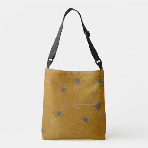 Halloween spiders web and pumpkins crossbody bag
