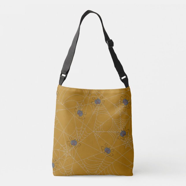 Halloween spiders web and pumpkins   crossbody bag (Back)