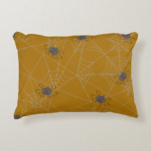 Halloween spiders web and pumpkins decorative cushion