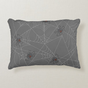 Halloween spiders web and pumpkins decorative cushion