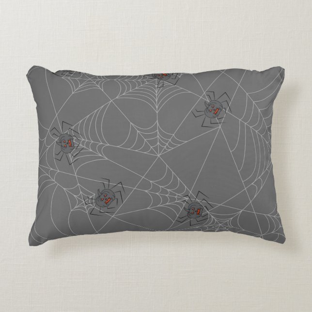 Halloween spiders web and pumpkins decorative cushion (Front)