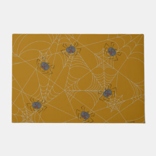 Halloween spiders web and pumpkins doormat