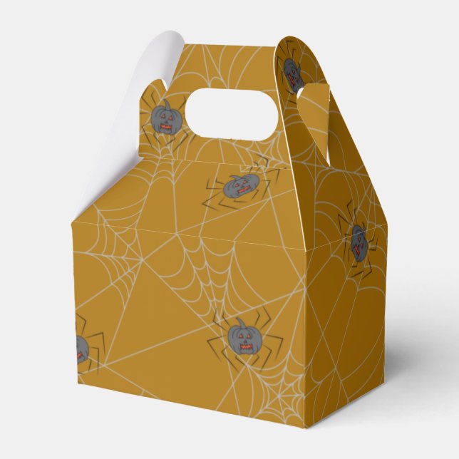 Halloween spiders web and pumpkins favour box (Back Side)