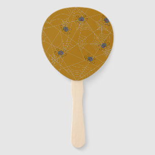 Halloween spiders web and pumpkins  hand fan