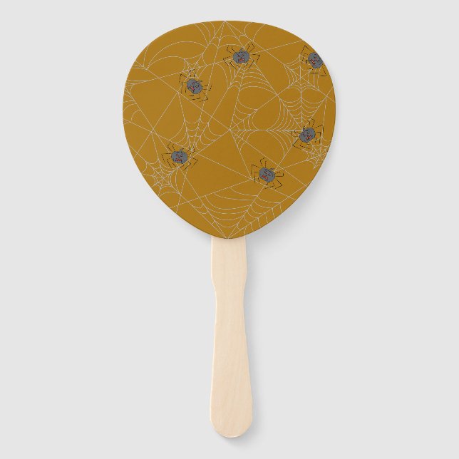 Halloween spiders web and pumpkins  hand fan (Front)