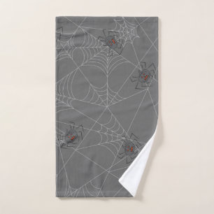 Halloween spiders web and pumpkins hand towel