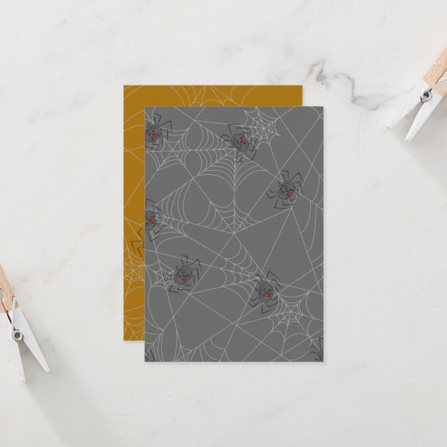 Halloween spiders web and pumpkins  invitation (Front/Back In Situ)