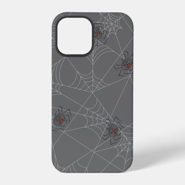 Halloween spiders web and pumpkins  iPhone case (Back)
