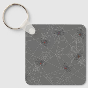 Halloween spiders web and pumpkins    key ring