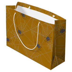 Halloween spiders web and pumpkins  large gift bag
