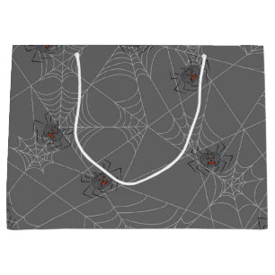 Halloween spiders web and pumpkins large gift bag