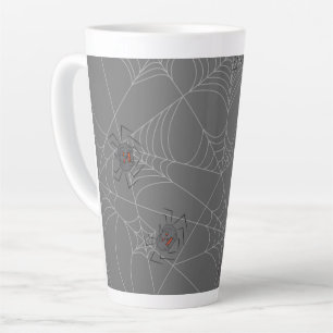 Halloween spiders web and pumpkins latte mug