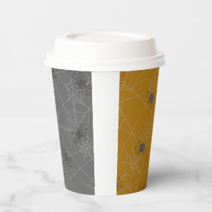Halloween spiders web and pumpkins paper cups