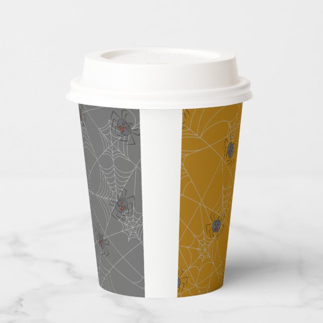 Halloween spiders web and pumpkins    paper cups (Left)