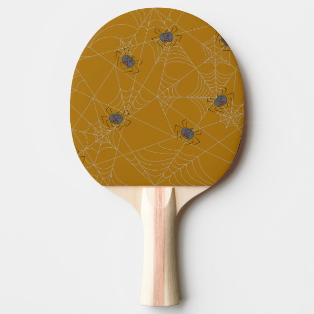 Halloween spiders web and pumpkins   ping pong paddle (Front)