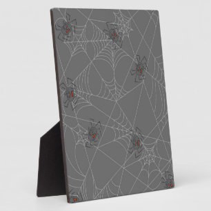 Halloween spiders web and pumpkins plaque