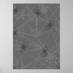 Halloween spiders web and pumpkins    poster