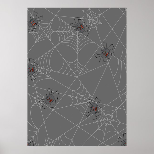 Halloween spiders web and pumpkins    poster (Front)