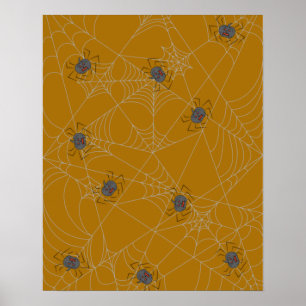 Halloween spiders web and pumpkins   poster