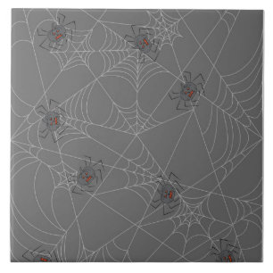 Halloween spiders web and pumpkins tile