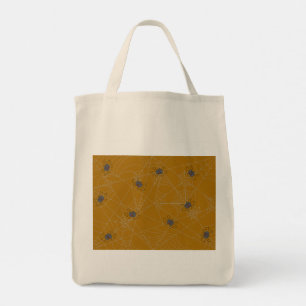 Halloween spiders web and pumpkins tote bag