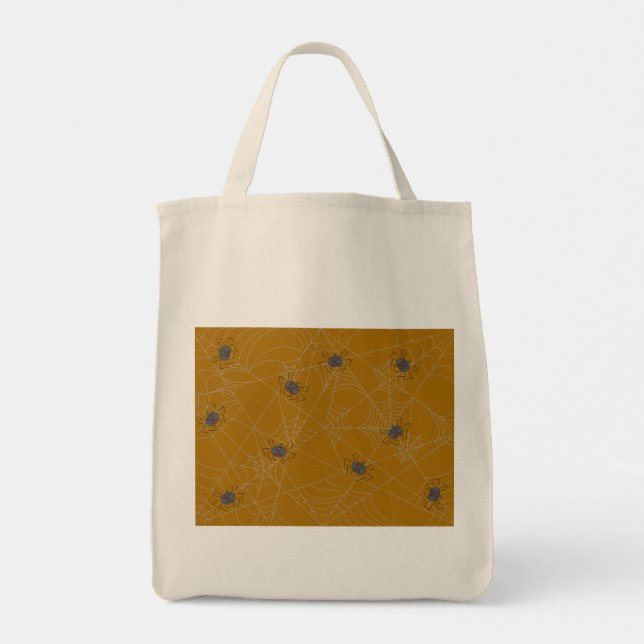 Halloween spiders web and pumpkins   tote bag (Back)
