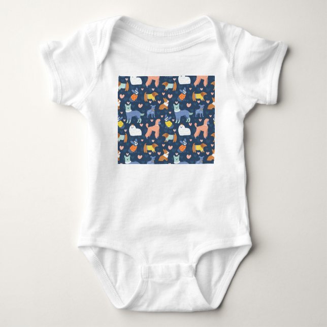 Halloween Spiders Web: Seamless Pattern Baby Bodysuit (Front)
