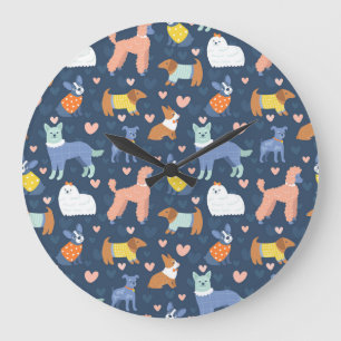 Halloween Spiders Web: Seamless Pattern Large Clock