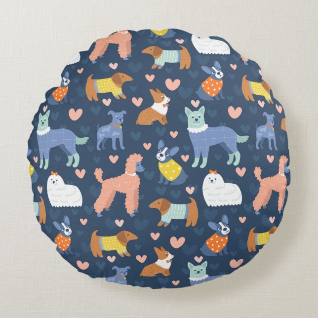 Halloween Spiders Web: Seamless Pattern Round Cushion (Front)
