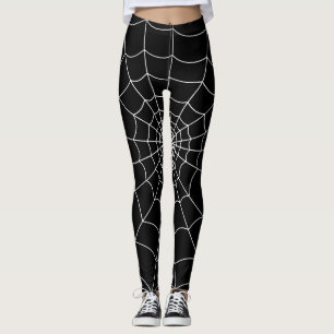 Halloween spiderweb black and white gothic pattern leggings