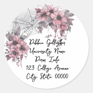 Halloween Spiderweb College Student Mailing Addres Classic Round Sticker