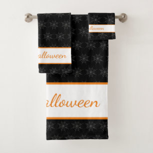 Halloween Spiderweb Pattern Bathroom Towel Set