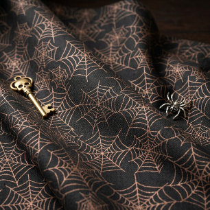 Halloween Spiderweb Pattern Orange Black ID1328 Fabric