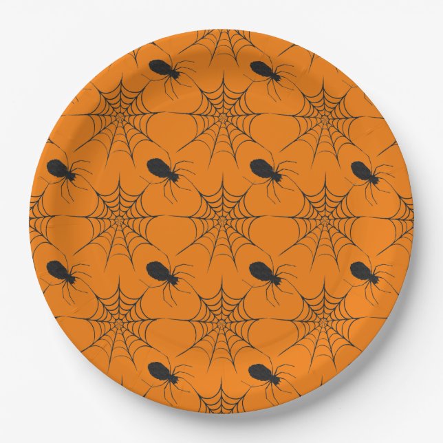 Halloween Spiderweb Pattern Paper Plate (Front)