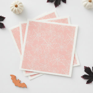 Halloween Spiderweb Pattern Pink White ID1328 Napkin
