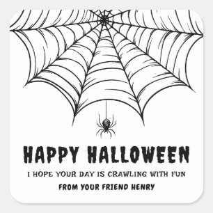 Halloween Spiderweb Square Sticker