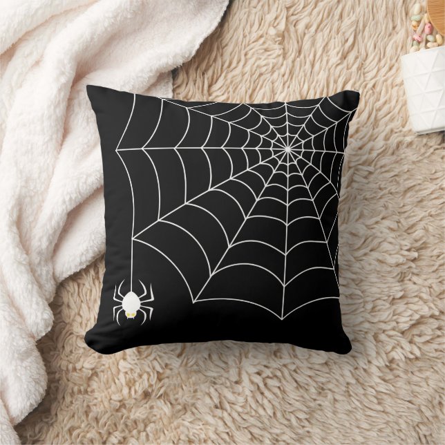 Halloween Spiderweb Throw Pillow (Blanket)