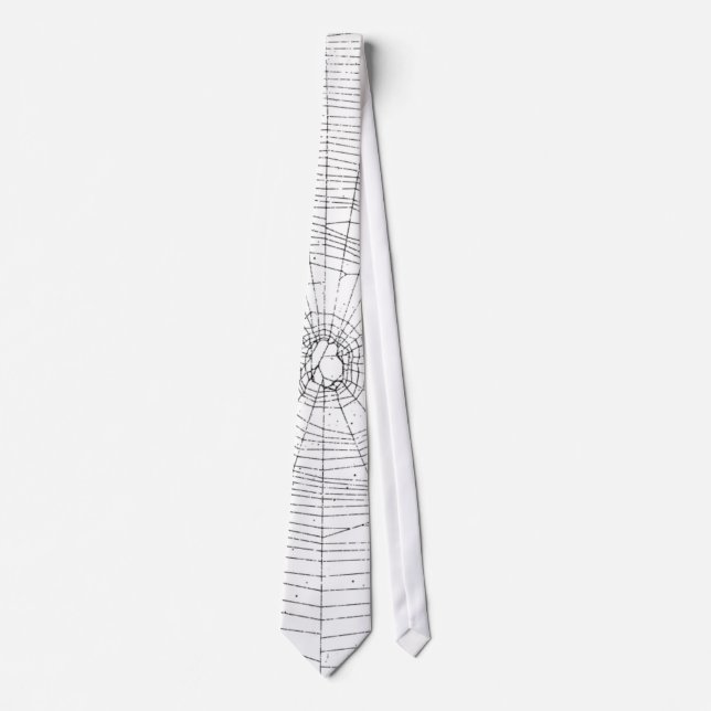 Halloween Spiderweb Tie, Black & White, Funny Tie (Front)