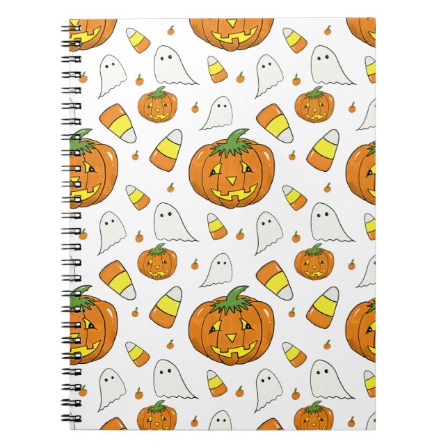 Halloween Spiral Notebook – Ghosts & Candy Corn (Front)