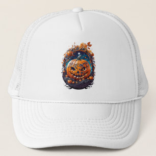 Halloween splash colour pumpkin  trucker hat