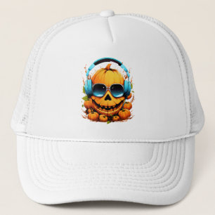 Halloween splash colour pumpkin trucker hat