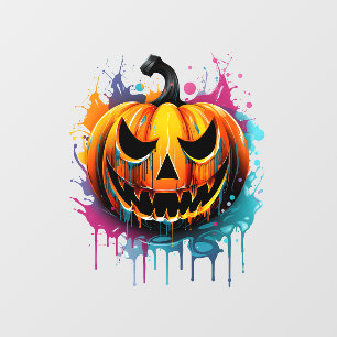 Halloween splash colour pumpkin window cling