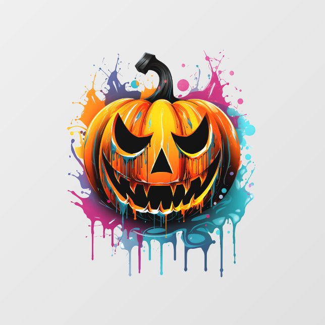 Halloween splash colour pumpkin window cling (Sheet)