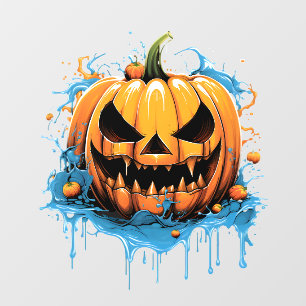 Halloween splash colour pumpkin window cling