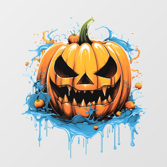 Halloween splash colour pumpkin  window cling (Sheet)