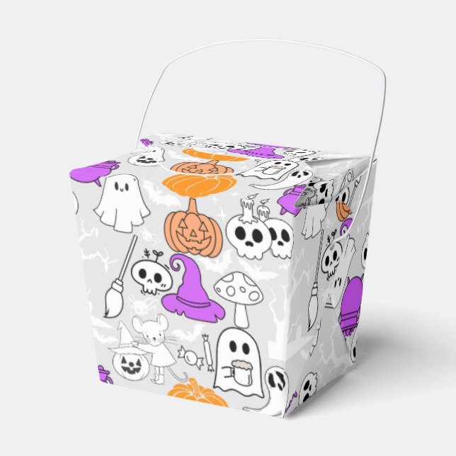 Halloween spookiness pattern 01 L Grey BG Favour Box (Front Side)