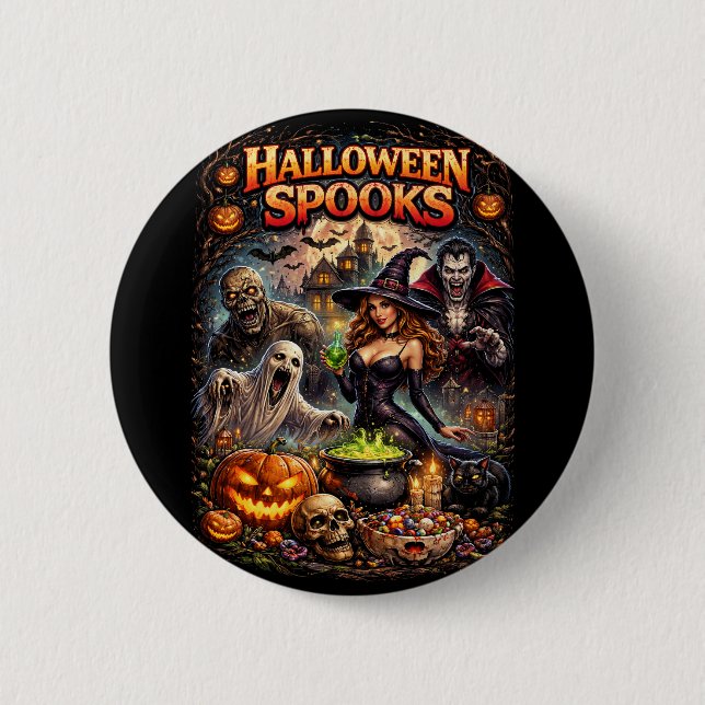 Halloween Spooks 6 Cm Round Badge (Front)