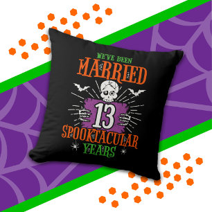 Halloween Spooktacular 13th Wedding Anniversary Cushion