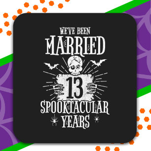 Halloween Spooktacular 13th Wedding Anniversary Square Sticker