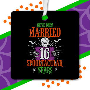 Halloween Spooktacular 16th Wedding Anniversary Metal Tree Decoration
